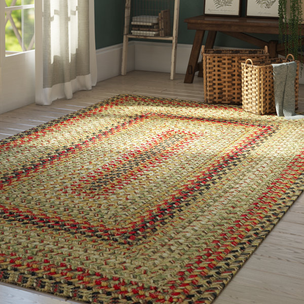 August Grove® Kifer Oriental Braided Red/Green Area Rug & Reviews Wayfair